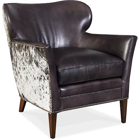 Kato Leather Club Chair with Hair on Hide Outside Back